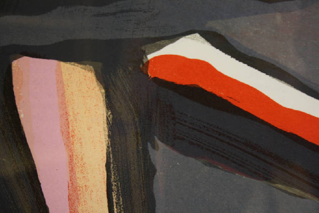 BRAM VAN VELDE - groot abstract werk 1982 - INGELIJST en in ONBERISPELIJK staat. kopen? Bied vanaf 100!