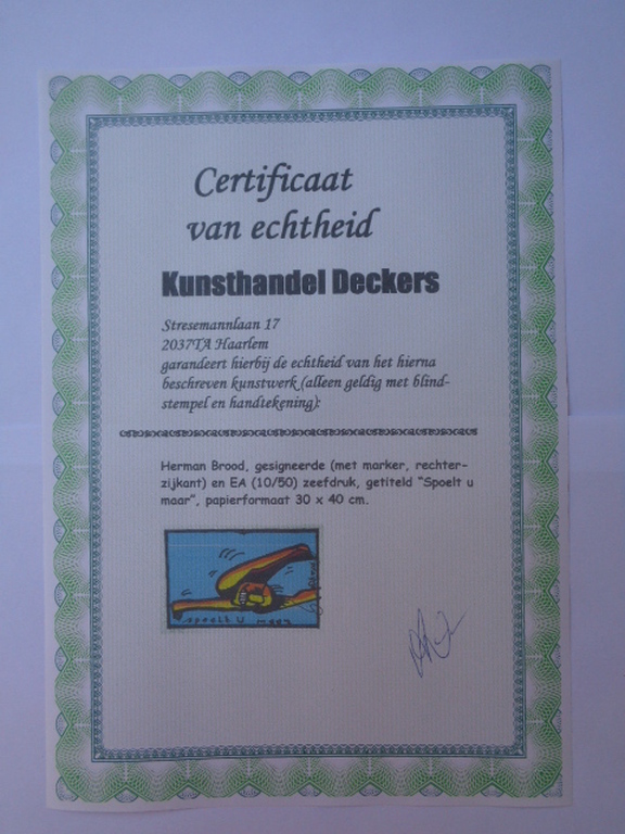 HERMAN BROOD, Gelimiteerde en HANDGESIGNEERDE Zeefdruk SPOELT U MAAR kopen? Bied vanaf 1!
