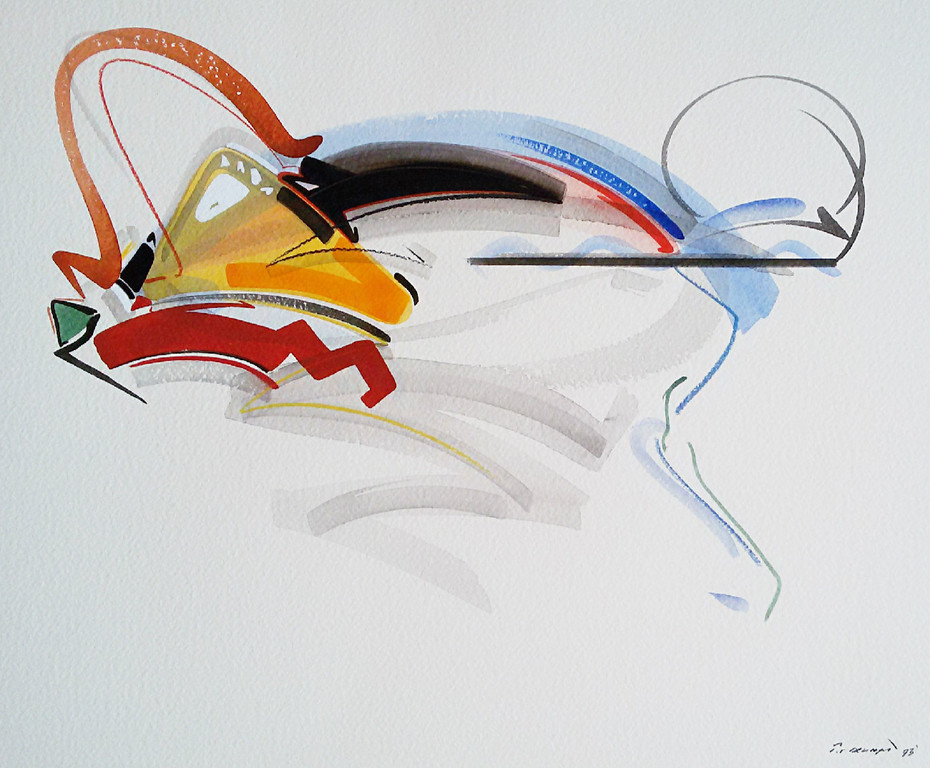 Peter van Drumpt - Abstracte voorstelling, gemengde techniek op papier verkocht voor € 55!