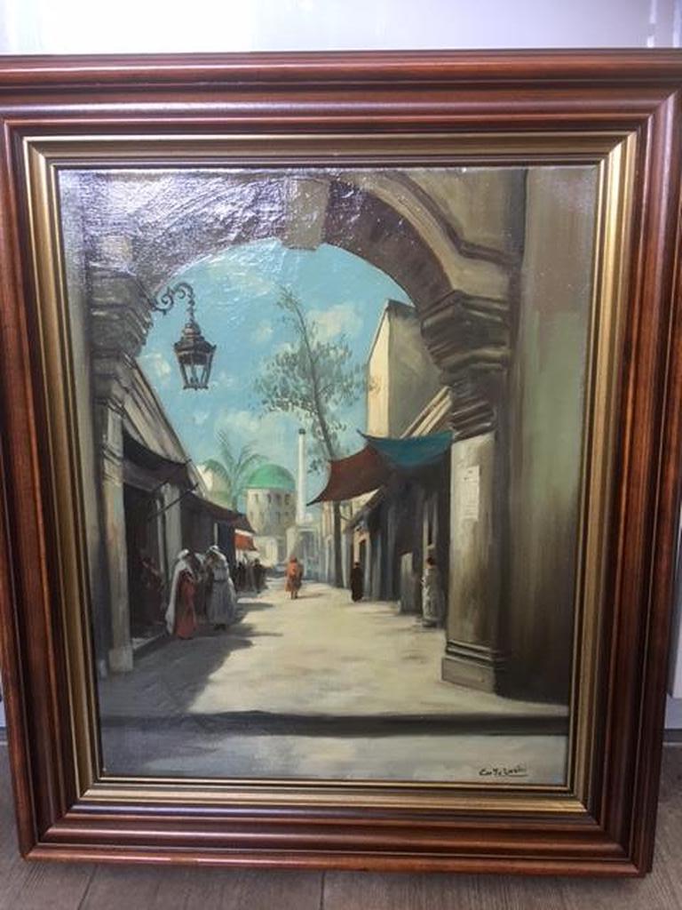 Cor van der Zwalm: olieverfschilderij, Straatje in Jeruzalem kopen? Bied vanaf 300!