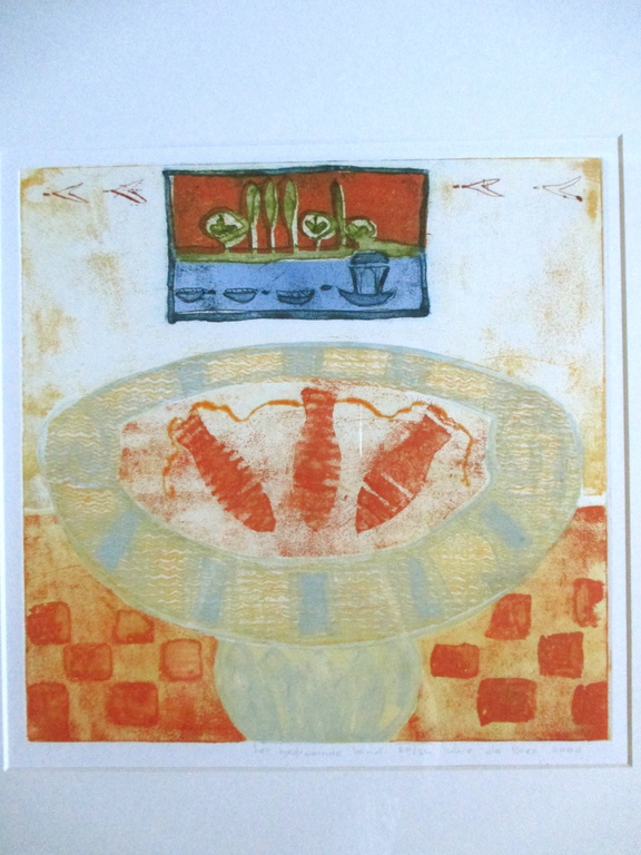 Lukie de Bree - Lukie de Bree, ingelijste ets, "Het gedroomde land" Barth-lijst verkocht voor € 45!
