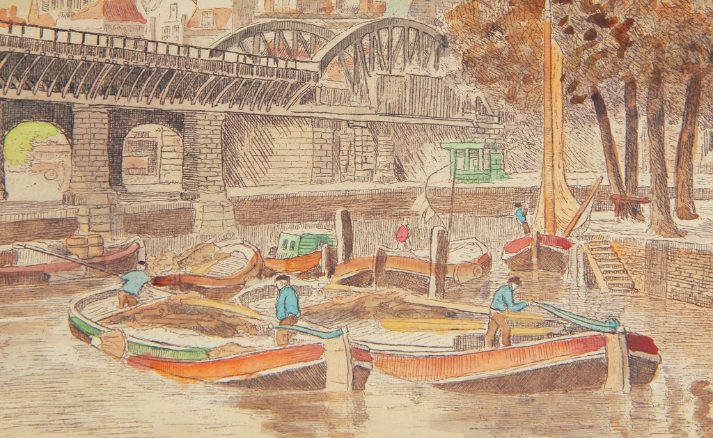 Marius Janssen. Ingekleurde en handgesign. Ets Kolk Rotterdam kopen? Bied vanaf 46!