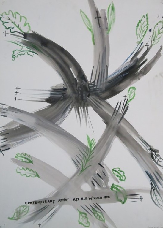 David Bade: Gouache, Contemporary Artist met alle winden mee kopen? Bied vanaf 250!