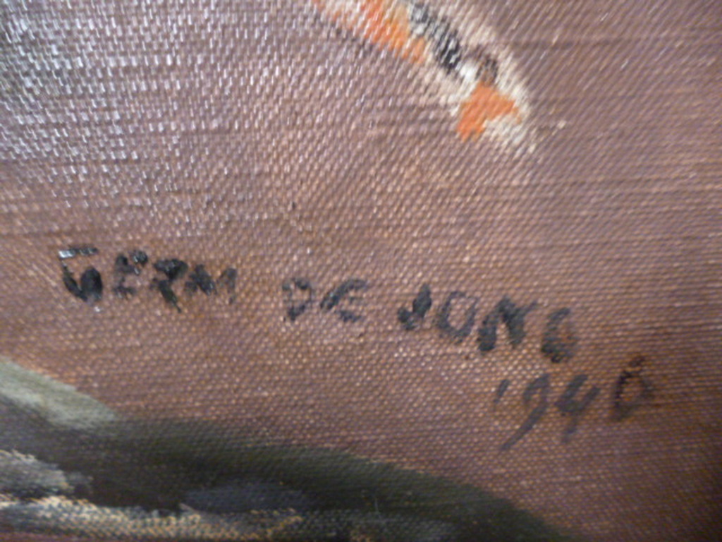 Germ de Jong - olieverf - De versierde wijtasch kopen? Bied vanaf 450!