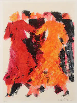 Wil Willemsen - Zeefdruk, Dancing - Ingelijst. kopen? Bied vanaf 1!