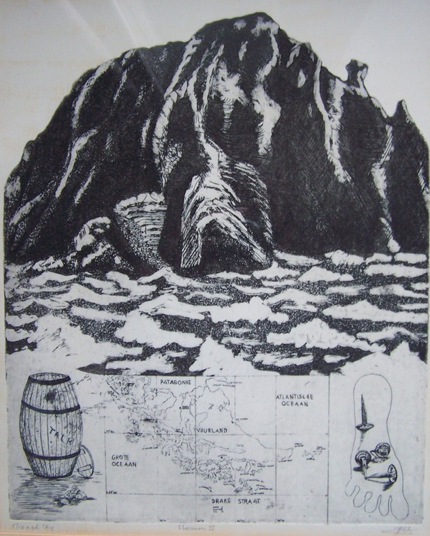 H.W (Hans) PETERS - Ets - "Slocum II" - 1974 - Ingelijst kopen? Bied vanaf 10!