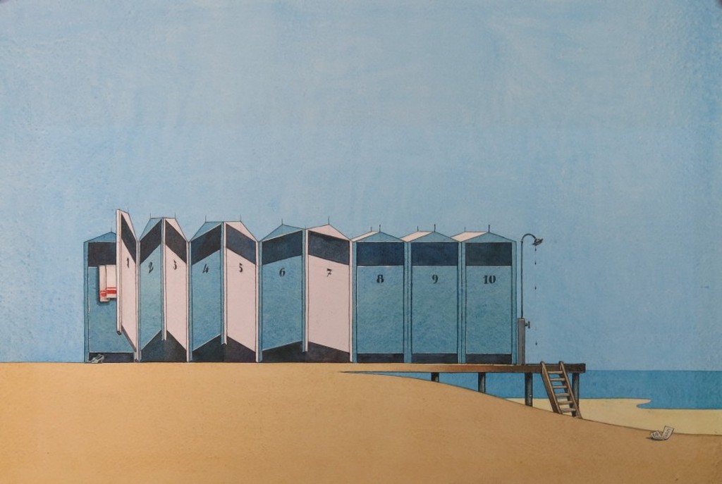 Ivan Ingen: Aquarel, Strandhuisjes kopen? Bied vanaf 20!