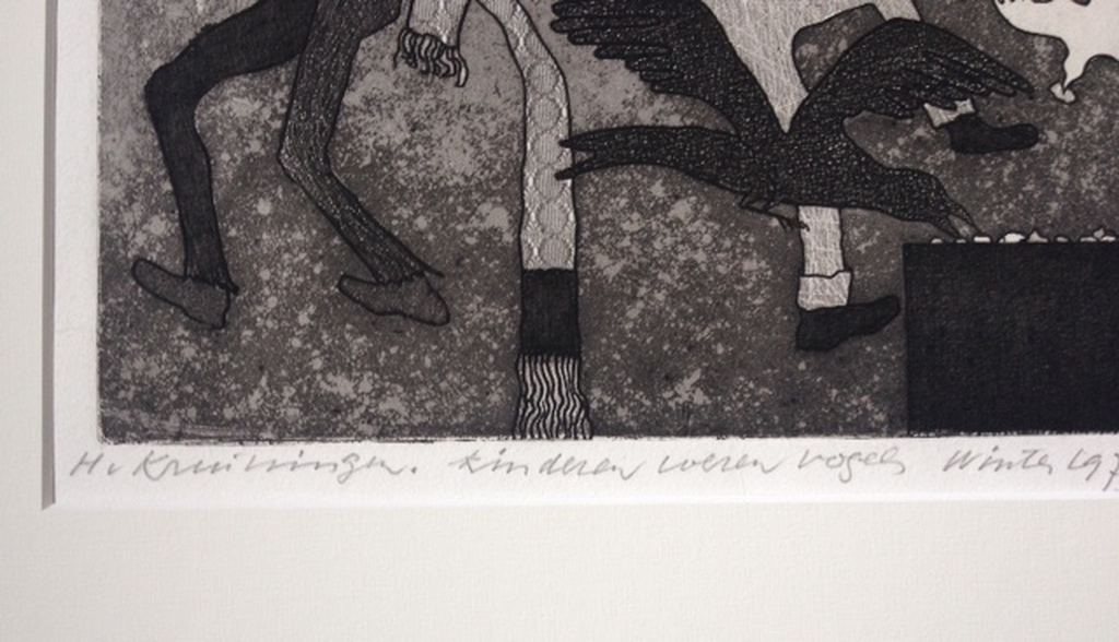 Harry van Kruining ets Kinderen voeren vogels, winter 1979. kopen? Bied vanaf 120!