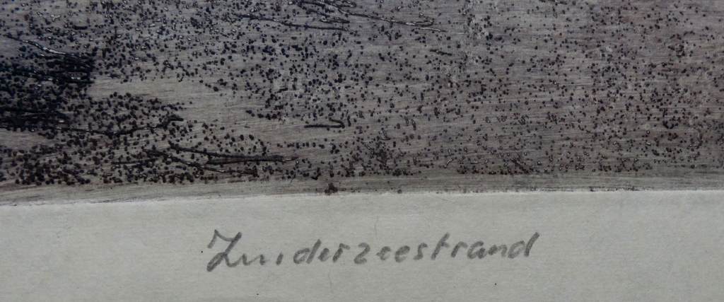 Frederika Broeksmit - ets: Zuiderzeestrand - uit nalatenschap kunstenaar kopen? Bied vanaf 55!