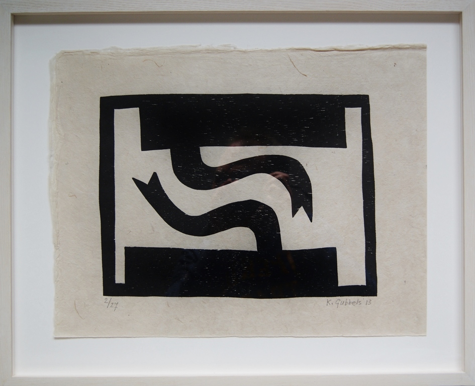 Klaas Gubbels houtdruk 'Naar Elkaar' - 2013 verkocht voor € 425!