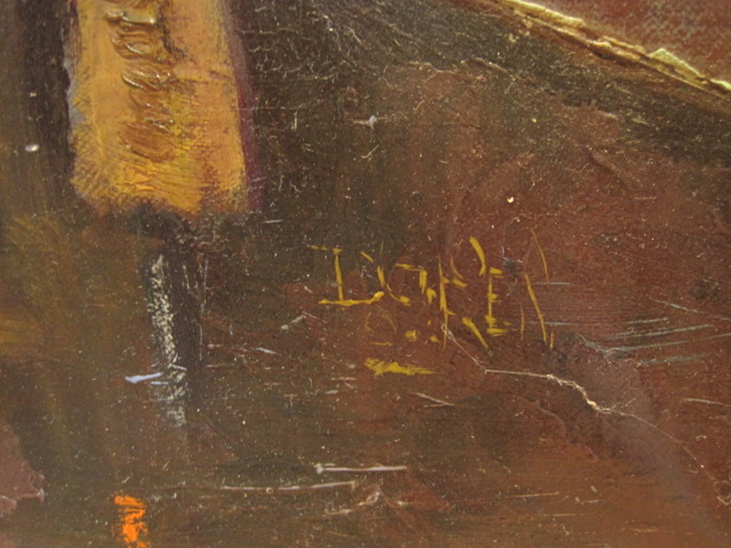 oud impress. olieverf "San Fransisco USA"  onduid. gesigneerd  omstreeks 1950 kopen? Bied vanaf 1!