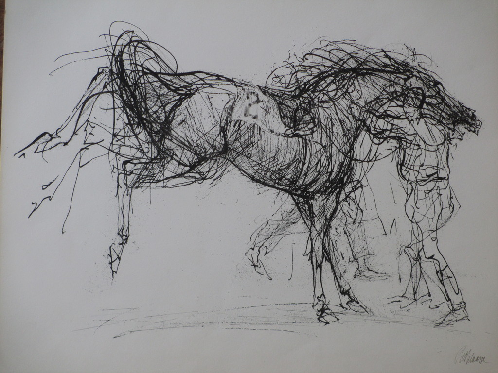 Piet Klaasse, Steigerend renpaard, Litho kopen? Bied vanaf 30!