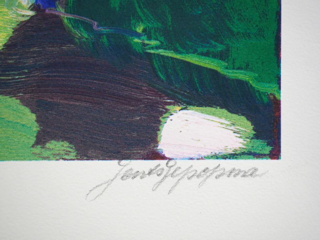 Jentsje Popma - Jentsje Popma: Zeefdruk, Bruggetje bij Giessendam. kopen? Bied vanaf 50!