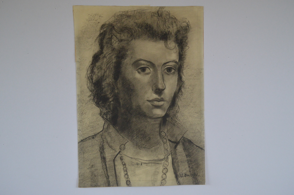 Hans Wiesman - portret van vrouw 33 x 47, krijt z.j.  kopen? Bied vanaf 50!