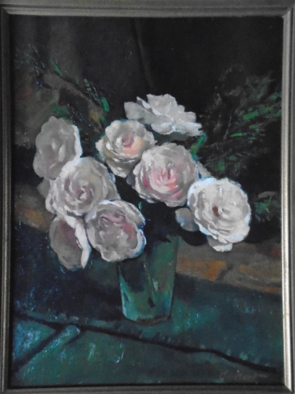 Otto B. de Kat - olieverf - Rozen in vaas kopen? Bied vanaf 695!