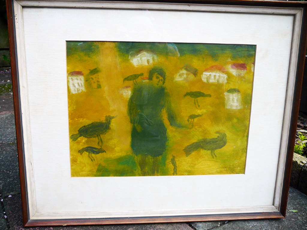 Eugene Brands: 'Vogelvoerend meisje' -gouache 1954- kopen? Bied vanaf 750!