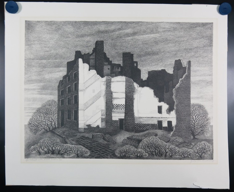 Julia van Verschuer: Ets, Afbraak met witte muur kopen? Bied vanaf 1!