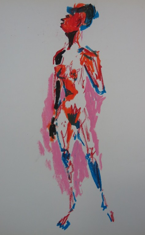 Juul Neumann: 2x Krijttekening, Naaktportretten kopen? Bied vanaf 1!