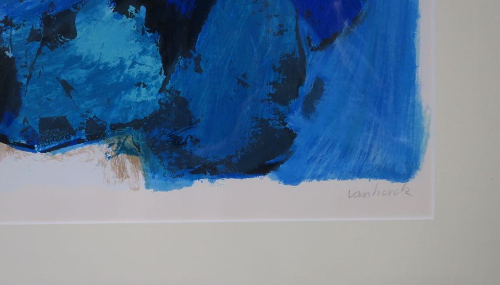 Hans Vanhorck: Zeefdruk, Blue mesa - Ingelijst (Groot) kopen? Bied vanaf 60!