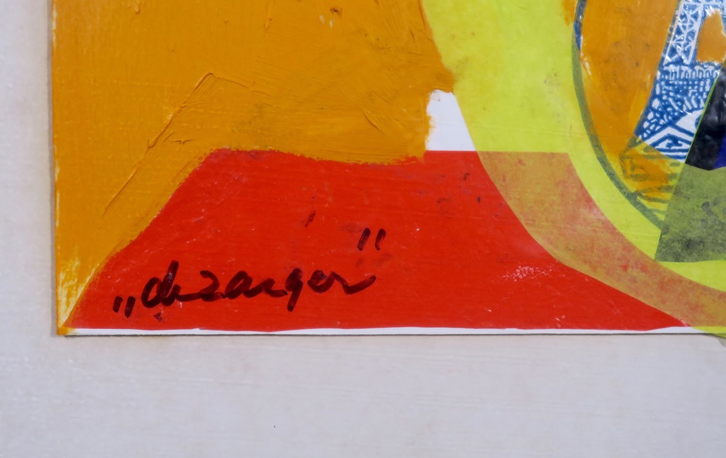 Meertje Kaal: Olieverf en collage op karton, De zanger - Ingelijst kopen? Bied vanaf 1!