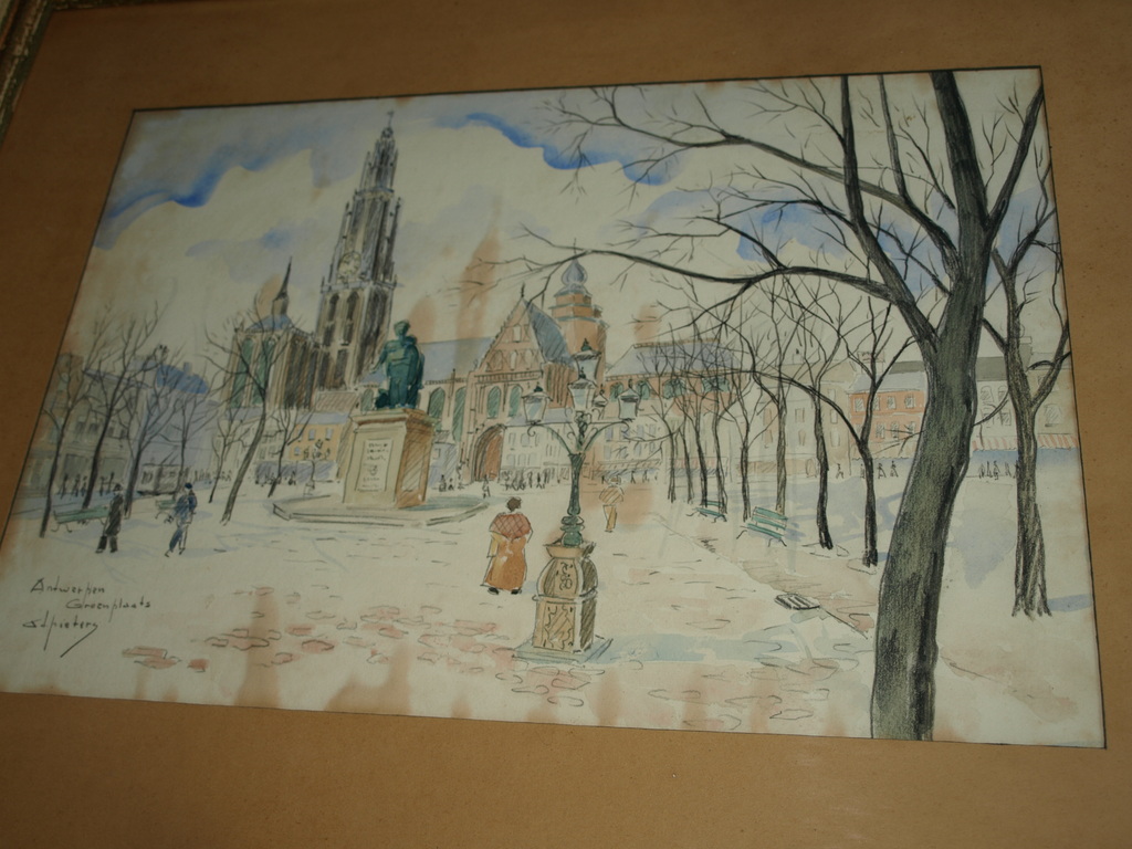 Ad Pieters – Aquarel – Antwerpen Groenplaats - Gesigneerd - Ingelijst kopen? Bied vanaf 1!