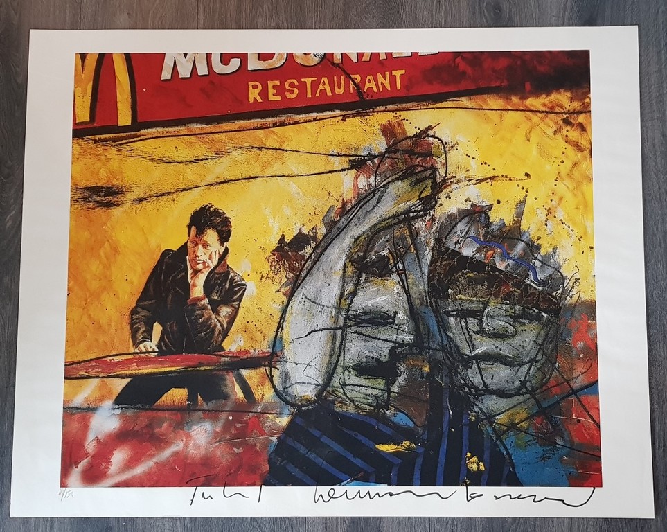 Herman Brood & Ton Leenarts: zeefdruk, McDonald's kopen? Bied vanaf 200!