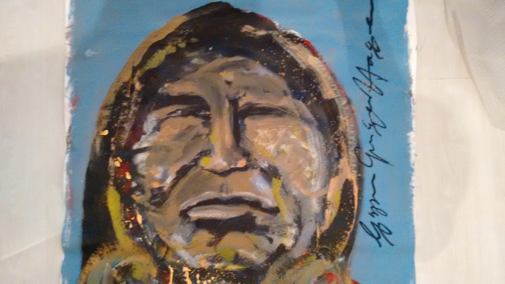 Espen Greger Hagen schilderij, indiaan, gesigneerd verkocht voor € 290!