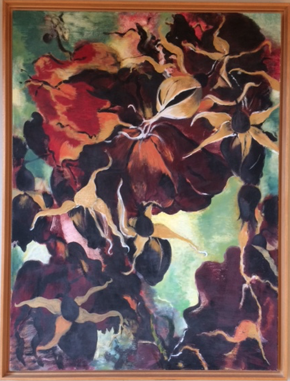 Jacques van Erven, ei-tempera op doek, zonder titel (1992) in houten baklijst verkocht voor € 125!