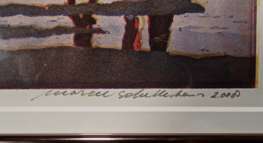 Marcel Schellekens, Ets, Strand - Ingelijst kopen? Bied vanaf 40!