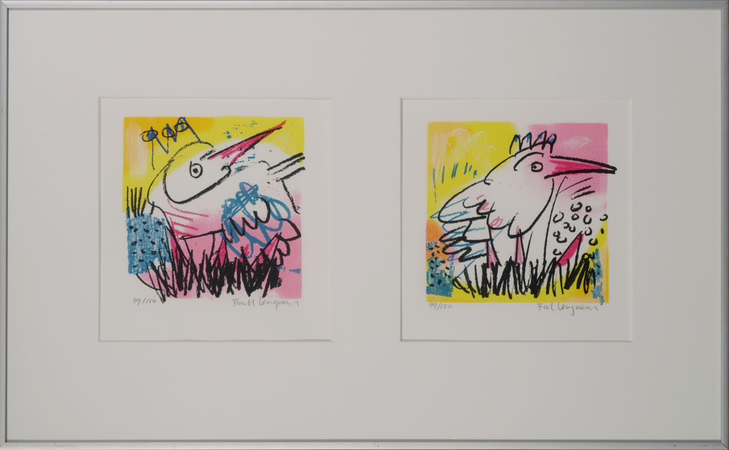 Frank Lengvenius: 2x Zeefdruk, Z.T. Vogels II - Ingelijst kopen? Bied vanaf 1!