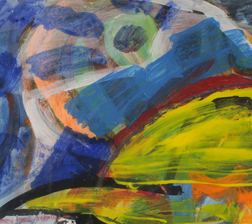 Lucebert: Acryl en olieverf op papier, Z.T. Blauw met kop - Ingelijst (Groot) kopen? Bied vanaf 5000!
