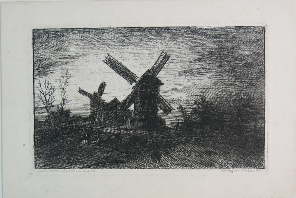 Charles E. Jacque: Ets, Moulins Montmartre + drie gravures kopen? Bied vanaf 35!