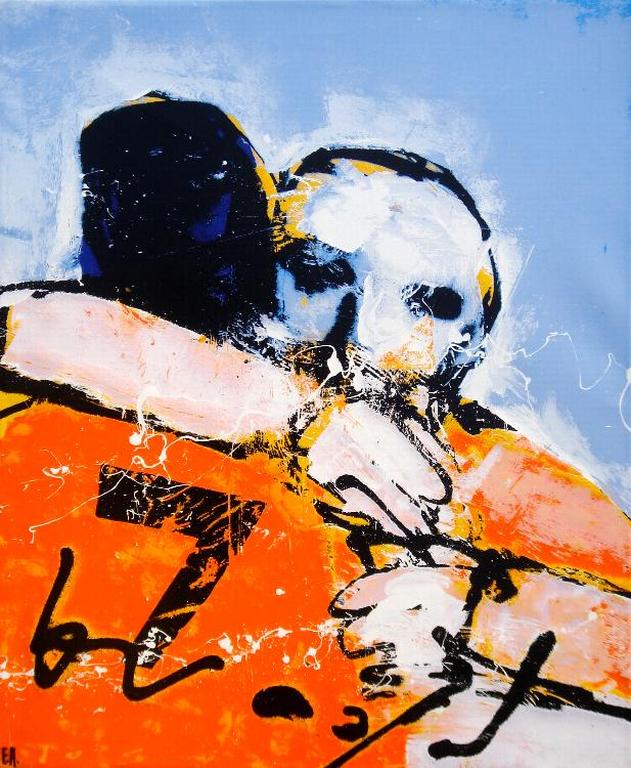 HERMAN BROOD, grote gelimiteerde zeefdruk op linnen 'Nummer 7' verkocht voor € 80!