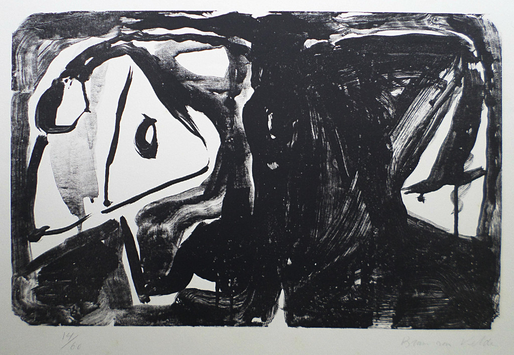 Bram van Velde - Compositie in Zwart Wit, litho verkocht voor € 190!