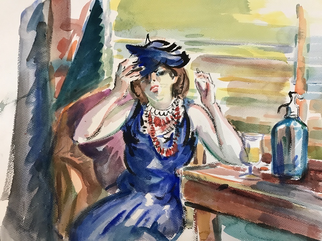 FREEK VAN DEN BERG Originele Aquarel  " MODEL " sold for € 151!