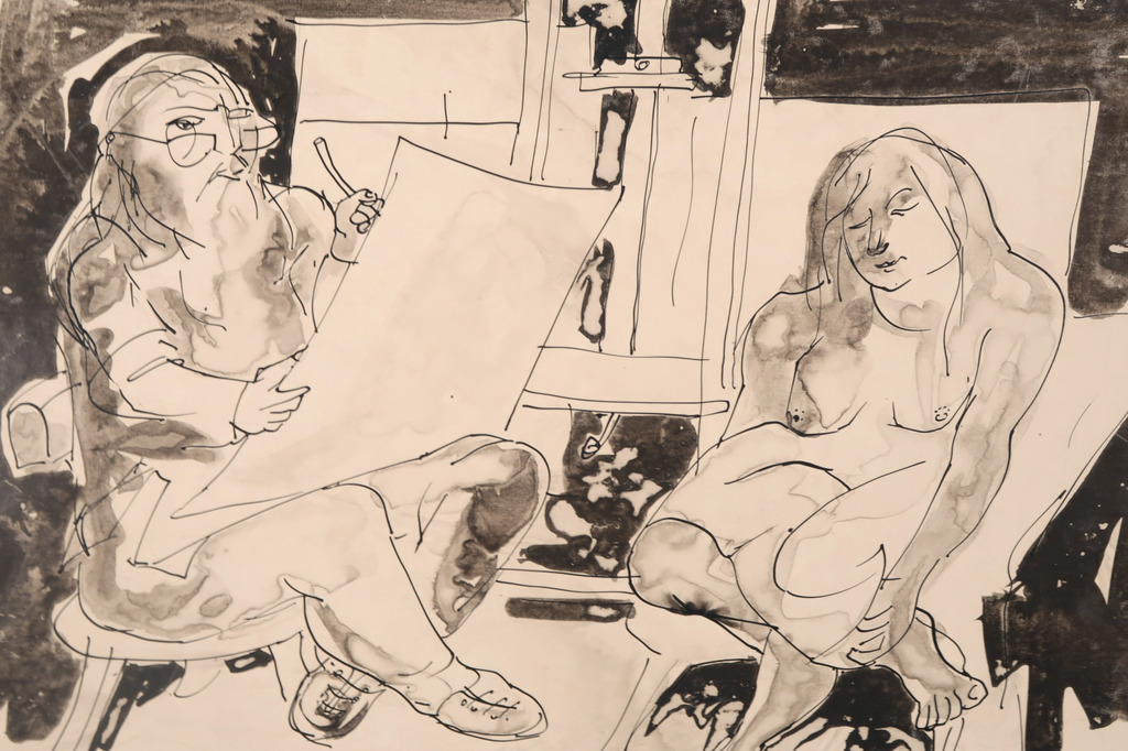Onbekend gesigneerd: Gemengde techniek, Artist and his model kopen? Bied vanaf 1!