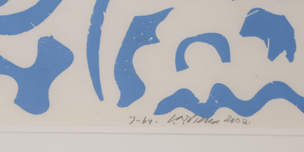Carel Visser: Houtsnede op Japans papier, Z.T. (Blauw) - Ingelijst kopen? Bied vanaf 100!