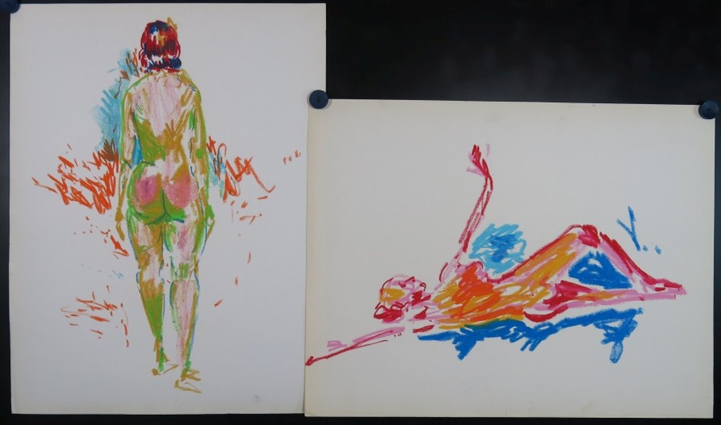 Juul Neumann: 2x Krijttekening, Liggende vrouw en Staande vrouw kopen? Bied vanaf 1!