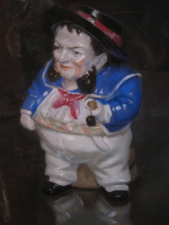 Jef vd Fackere * oliepastel * stilleven met pors.beeldje kopen? Bied vanaf 1!