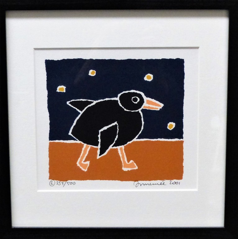 hans Innemee,Zeefdruk op papier in lijst,Handgesigneerd,titel Duck verkocht voor € 50!