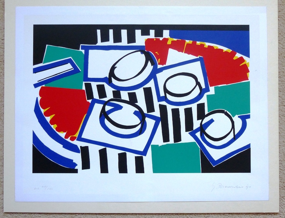 Yolanda Brouwers, zeefdruk: Compositie , handgesigneerd en genummerd kopen? Bied vanaf 55!