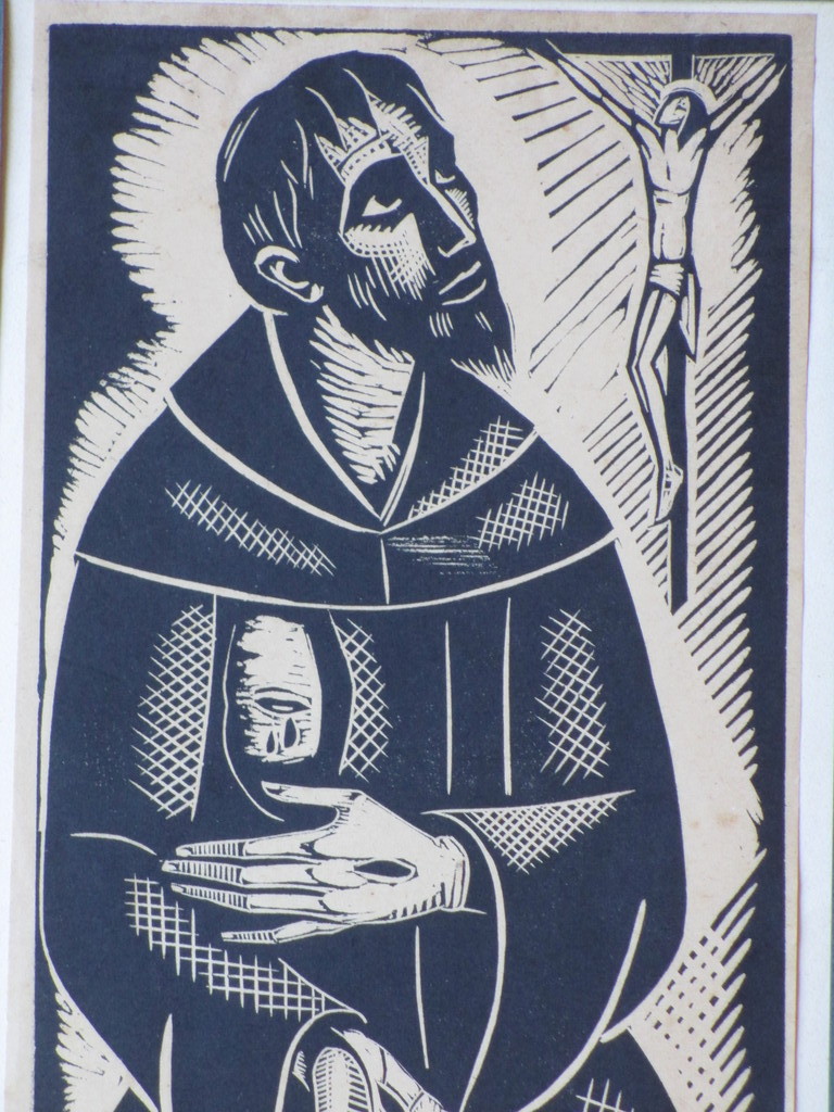 Karel van Veen, De heilige Fransiscus, Houtsnede kopen? Bied vanaf 45!