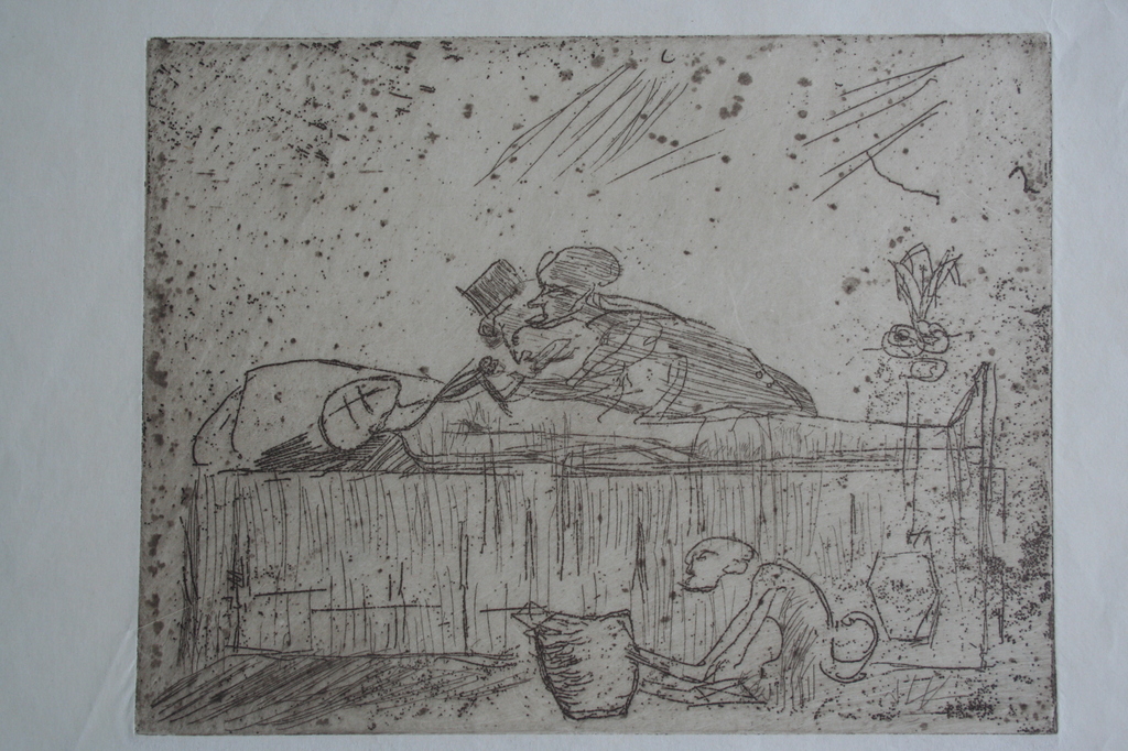 Onbekende kunstenaar - ets - modernistisch tafereel kopen? Bied vanaf 1!