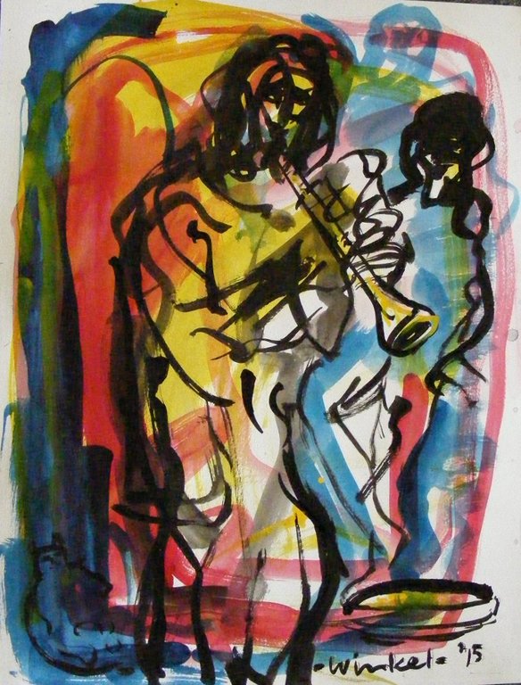 Ariën Winkel-gemengde techniek- straatmuzikant- kopen? Bied vanaf 50!