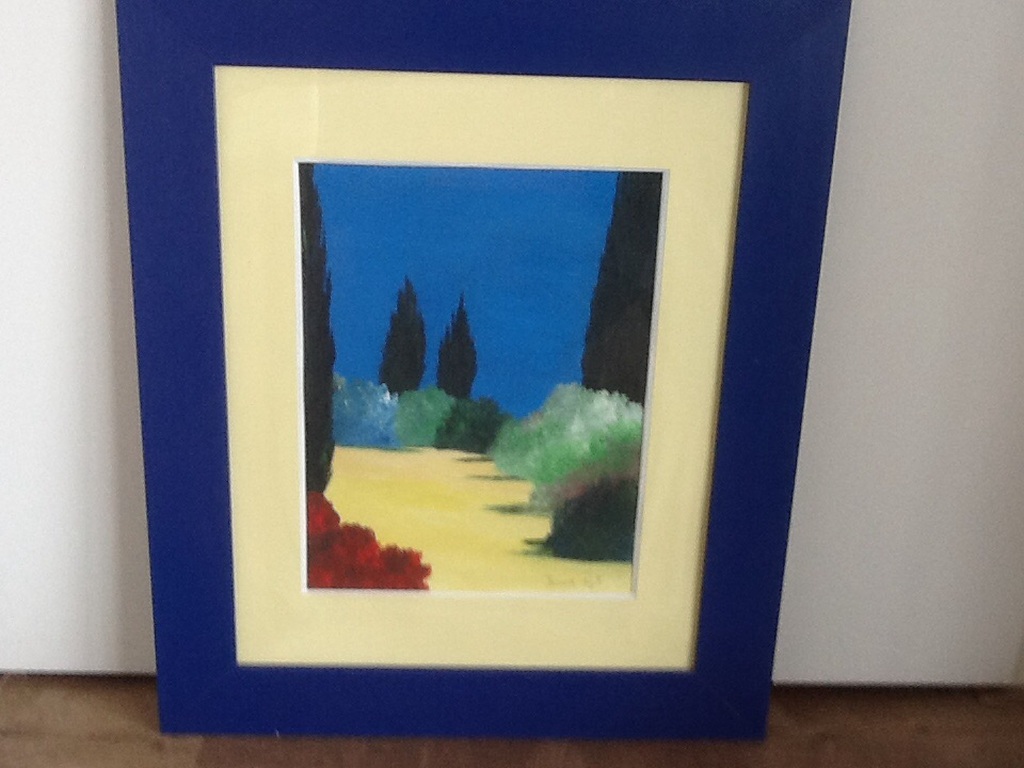 Bernard Payet : Handgesigneerde gouache Cipresssen in landschap verkocht voor € 50!