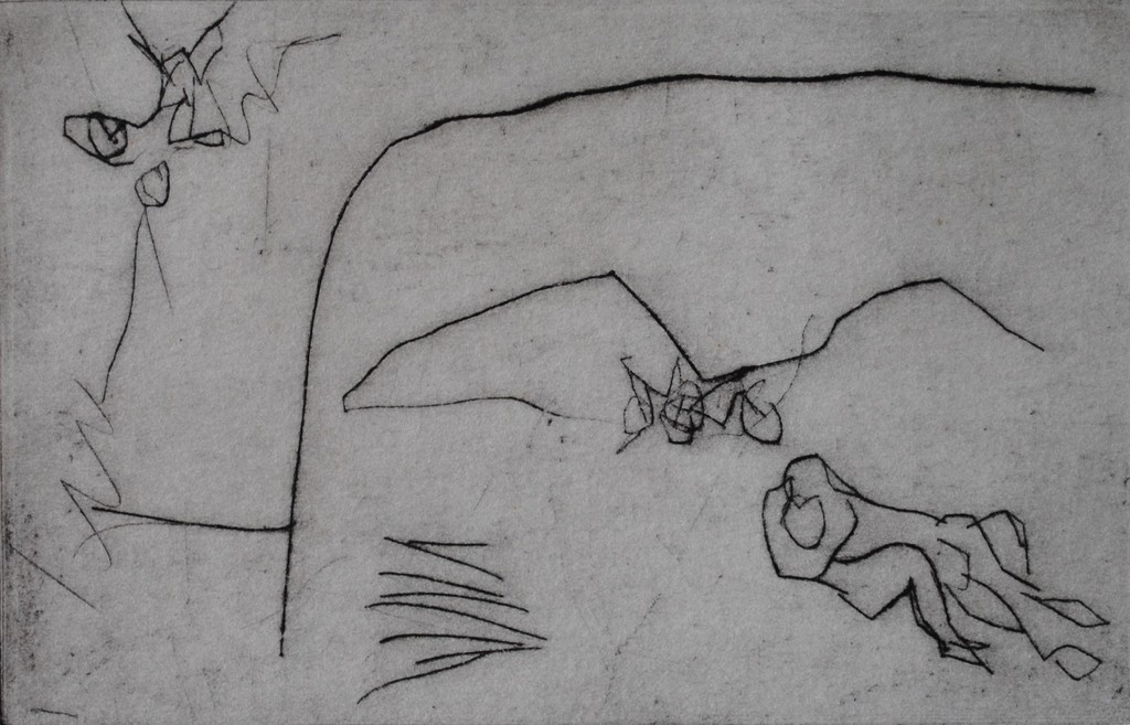 Ger Lataster - ets (zwart-wit): vrijend paartje - 1955 : ZÉÉR BIJZONDER!! kopen? Bied vanaf 275!