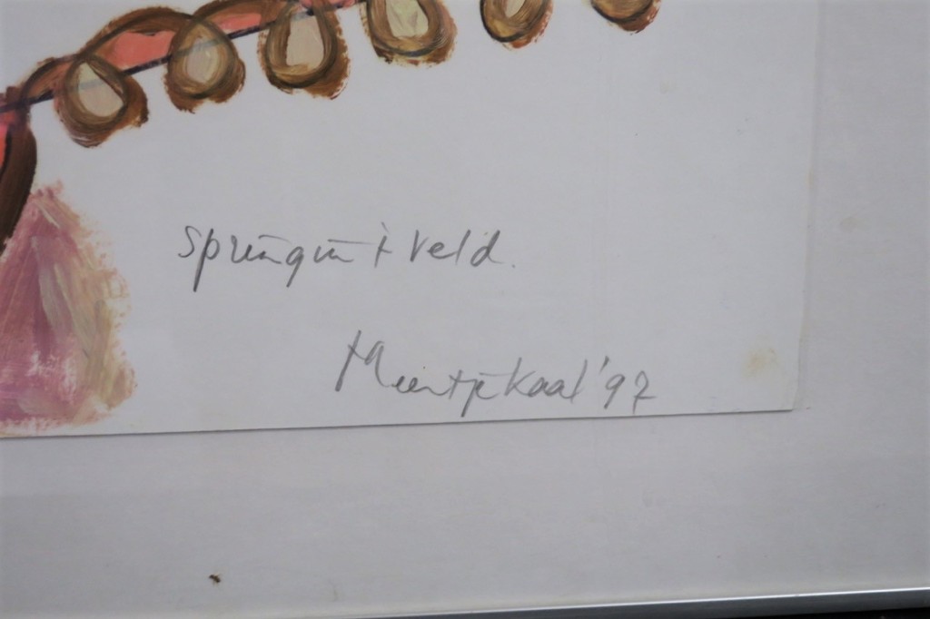 Meertje Kaal: Acryl op papier, Spring in 't veld - Ingelijst kopen? Bied vanaf 1!