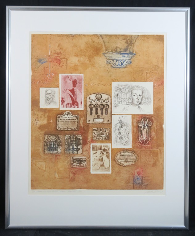 Enric Adsera Riba: Ets, Muren van mijn atelier - Ingelijst (groot) verkocht voor € 120!