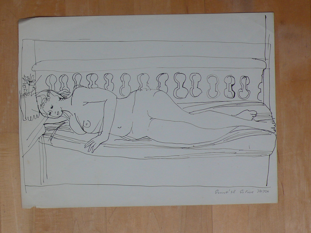 Ernst Vijlbrief, vroege tekening in zwarte inkt, 1958 kopen? Bied vanaf 25!