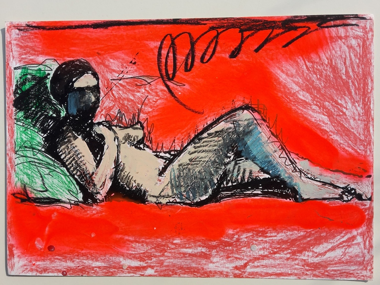 Peter Klashorst - Nude prostitute... - gemengde techniek op papier - gesigneerd kopen? Bied vanaf 75!